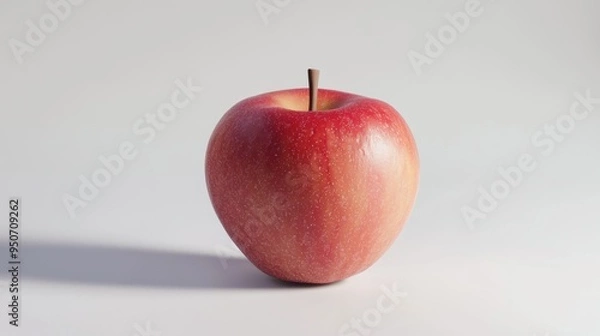 Fototapeta A Single Red Apple on a White Background