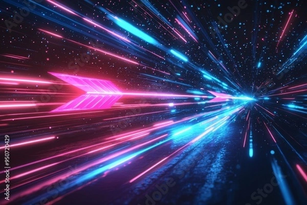 Obraz Abstract motion speed glowing effect background created with Generative AI