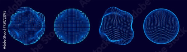 Obraz Spheres of Dots Particles. Atom Orb Technology Abstract Design Elements. Minimalistic Geometric Design Sci-Fi HUD Elements. Futuristic VR Digital Vector Illustration.