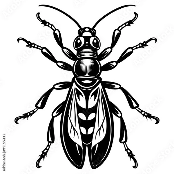 Fototapeta vector illustration of a black and white beetle