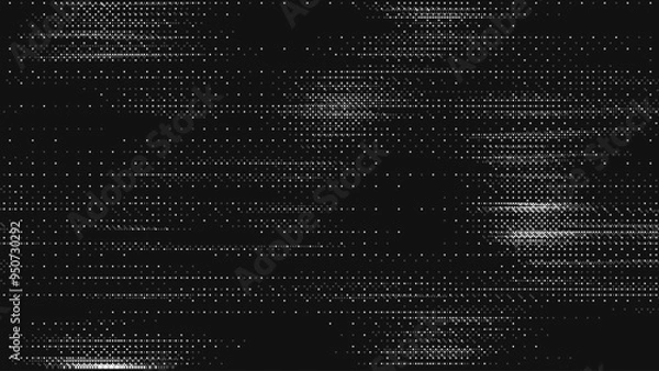 Fototapeta Retro CCTV or VHS Video White Noise Abstract Grunge Background. Scanlines Vibration Glitch. Video Damage Overlay Texture. Nostalgic Vintage 80s 90s Surveillance Technology Vector Illustration.