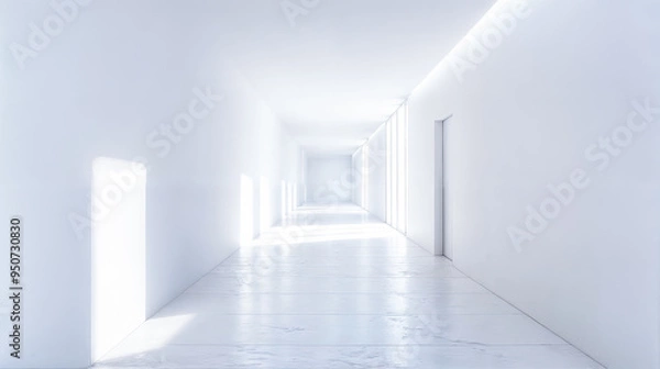 Fototapeta Empty white room interior hallway architecture space bright modern