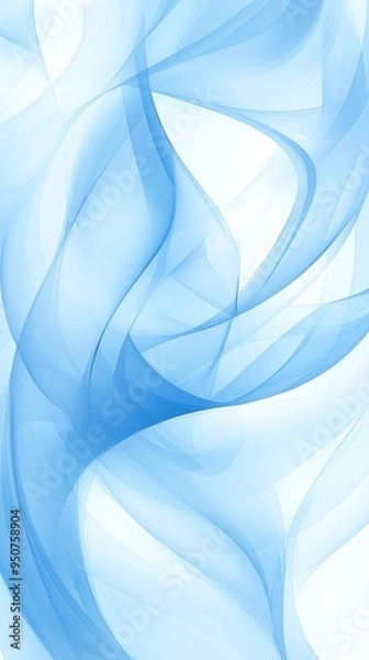 Fototapeta Abstract blue wave patterns with fluid motion effect, showcasing smooth and translucent flowing lines in a modern design.