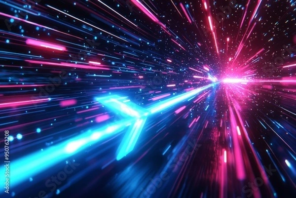 Fototapeta Abstract motion speed glowing effect background created with Generative AI