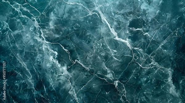 Obraz dark cyan color marble background, sleek and seamless