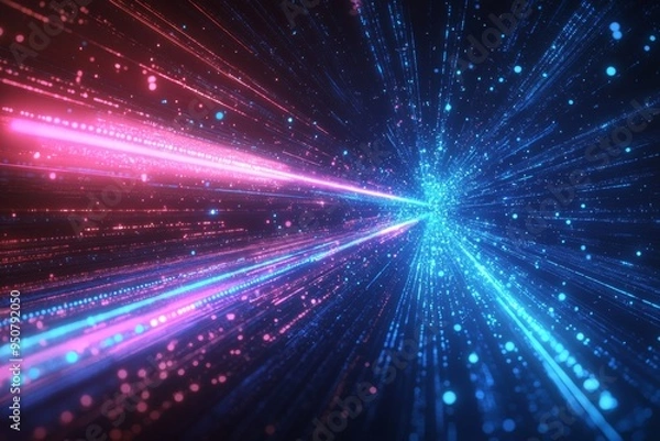 Obraz Abstract motion speed glowing effect background created with Generative AI