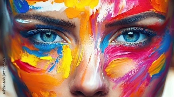 Fototapeta Individuals using colors and shapes for emotional expression in art