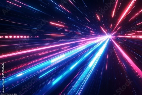 Fototapeta Abstract motion speed glowing effect background created with Generative AI