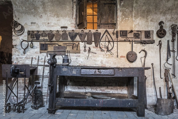 Obraz Old wooden workbench