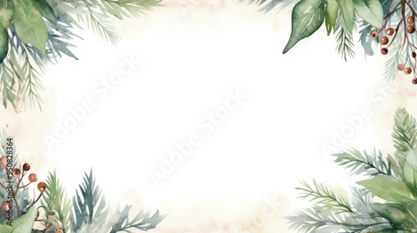 Fototapeta Frame winter background with a blank center. Empty space. Invitations, greeting cards, tranquil and calm appearance.