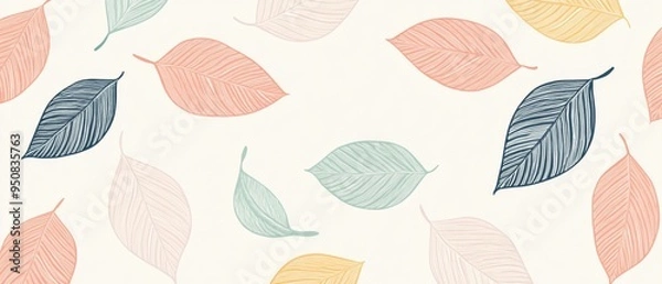 Fototapeta A colorful leaf pattern with a white background