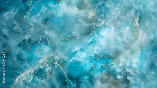 Fototapeta Vibrant aquamarine color marble background, lively and smooth