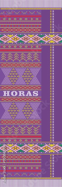 Obraz Ulos ornaments with transparent format, PNG, Modern Batak Ulos with gold designs, various colors.