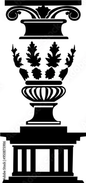 Fototapeta 고전적인 화분을 상징하는 흑백 아이콘 이미지