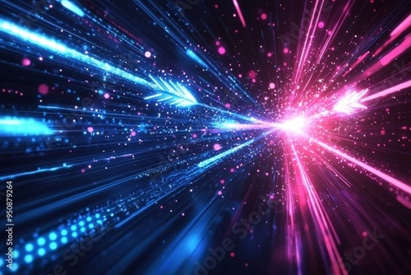 Obraz Abstract motion speed glowing effect background created with Generative AI