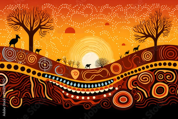 Obraz illustrated aboriginal art style