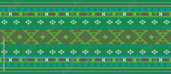 Obraz Traditional Asian fabric patterns, ornaments, carpets, backgrounds, Ulos Batak, Songket Patterns, Batik Textures, Asian Backgrounds, Islamic Patterns, Indian Backgrounds, Colorful, Multicolor.