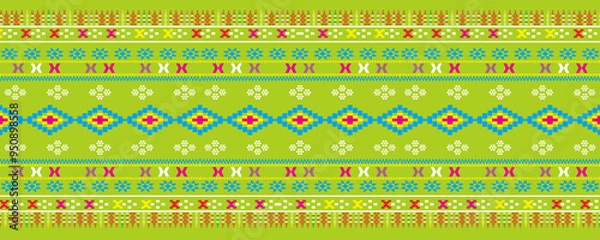 Obraz Traditional Asian fabric patterns, ornaments, carpets, backgrounds, Ulos Batak, Songket Patterns, Batik Textures, Asian Backgrounds, Islamic Patterns, Indian Backgrounds, Colorful, Multicolor.