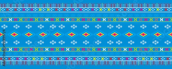Obraz Traditional Asian fabric patterns, ornaments, carpets, backgrounds, Ulos Batak, Songket Patterns, Batik Textures, Asian Backgrounds, Islamic Patterns, Indian Backgrounds, Colorful, Multicolor.