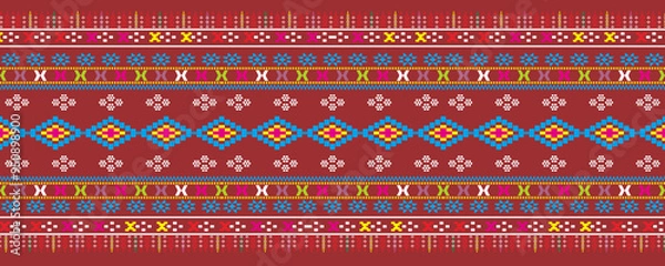Obraz Traditional Asian fabric patterns, ornaments, carpets, backgrounds, Ulos Batak, Songket Patterns, Batik Textures, Asian Backgrounds, Islamic Patterns, Indian Backgrounds, Colorful, Multicolor.