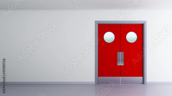 Fototapeta  red double door interior space
