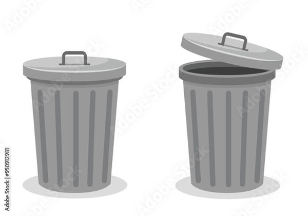 Obraz Metallic dustbin with lid covered