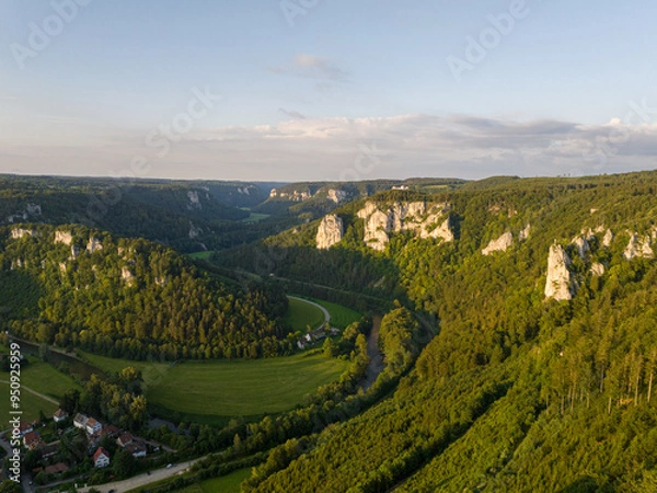 Obraz Old town rock Beuron in the upper Danube valley in Germany | Altstadtfelsen Beuron im oberen Donautal