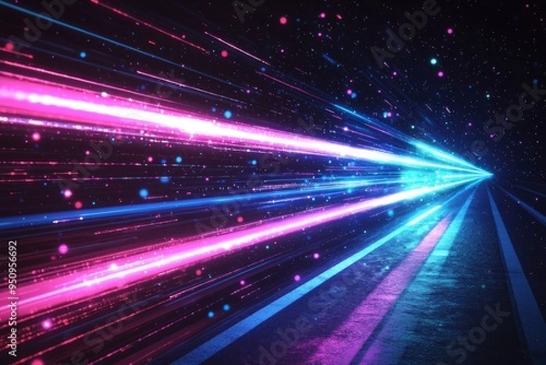 Fototapeta Abstract motion speed glowing effect background created with Generative AI