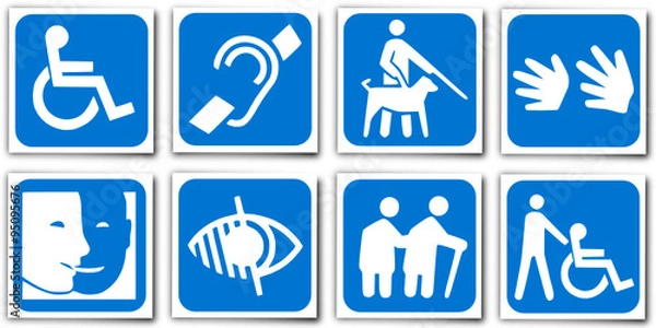 Fototapeta 8 piktogramów handicapowych