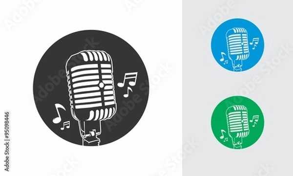 Obraz Microphone circle music logo design vector