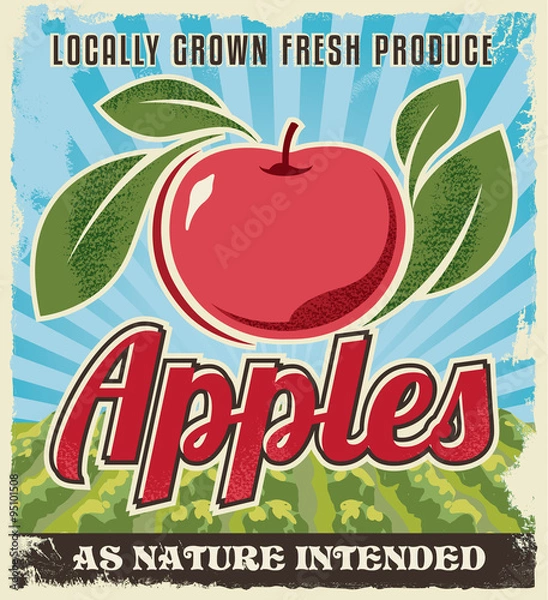 Obraz retro vintage apple label