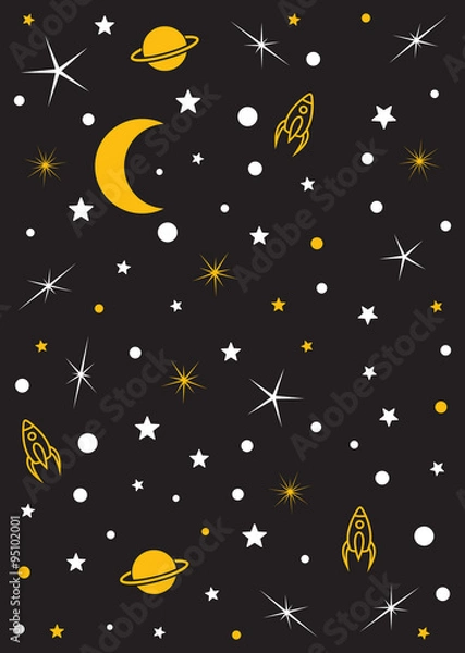 Fototapeta Moon, stars, planets, space vector background