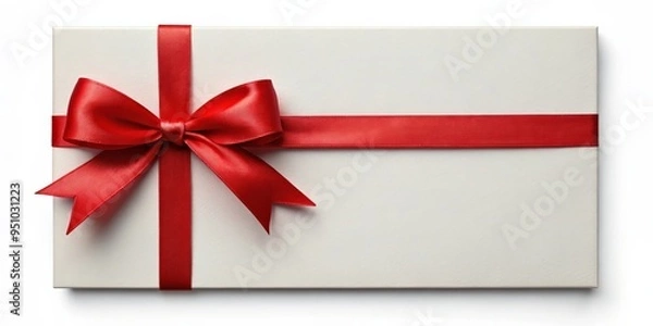 Fototapeta rendering of a gift certificate tied with a red ribbon and bow