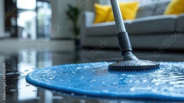 Fototapeta Deep House Cleaning with Professional Tools for a Sparkling Home Interior