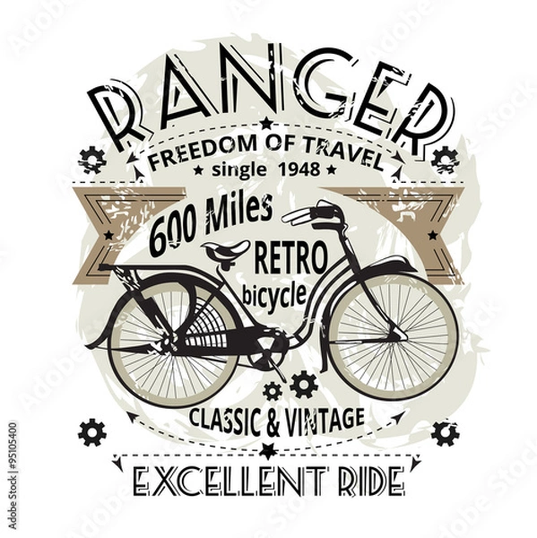 Fototapeta Print for T-shirt in a retro style