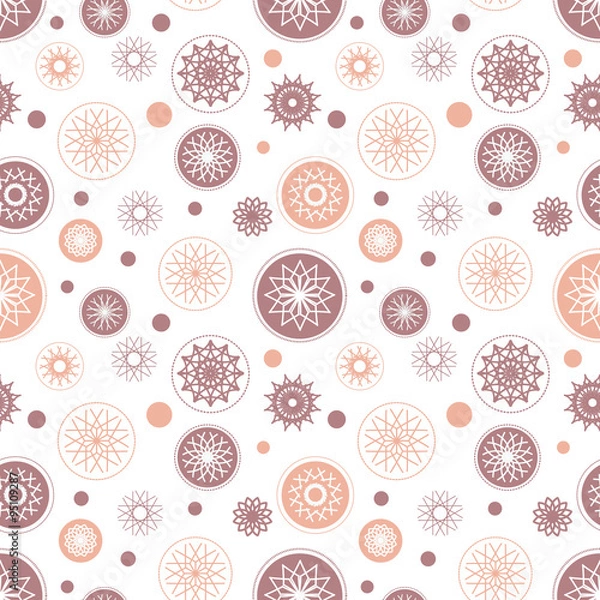 Obraz Seamless snowflake pattern. Holiday illustration with colorful elements on white background