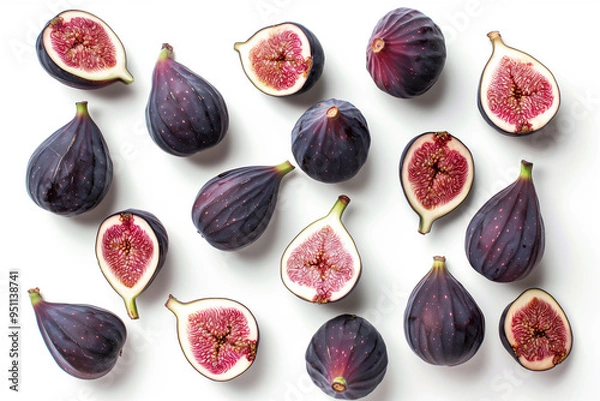 Fototapeta Top view of Figs on white isolated color background. Generative AI