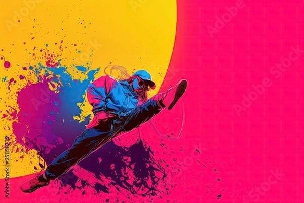 Obraz ブレイキンを踊る若い女性