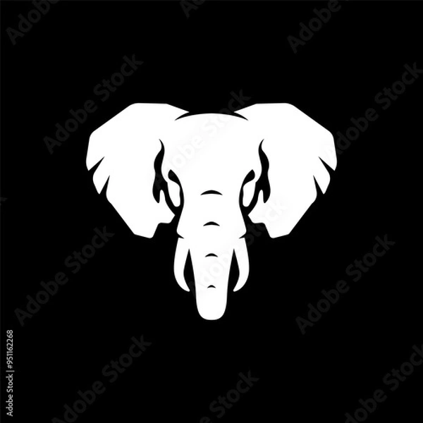 Fototapeta Elegant black and white elephant logo, featuring a minimalist design that symbolizes strength, wisdom, and loyalty. Perfect for branding, corporate identity, and nature-themed projects. Ideal for use 
