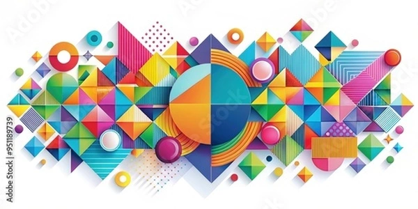 Fototapeta Abstract concept  of colorful geometric shapes , abstract, concept, design, idea, geometric, shapes, colorful,