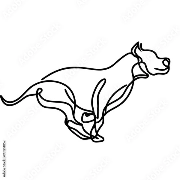 Fototapeta Continuous line Pit Bull. Single line minimal style