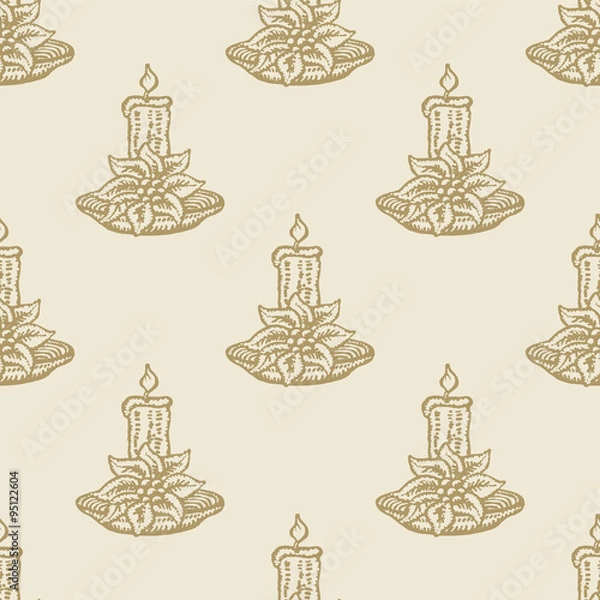 Obraz christmas candle flower pattern seamless background