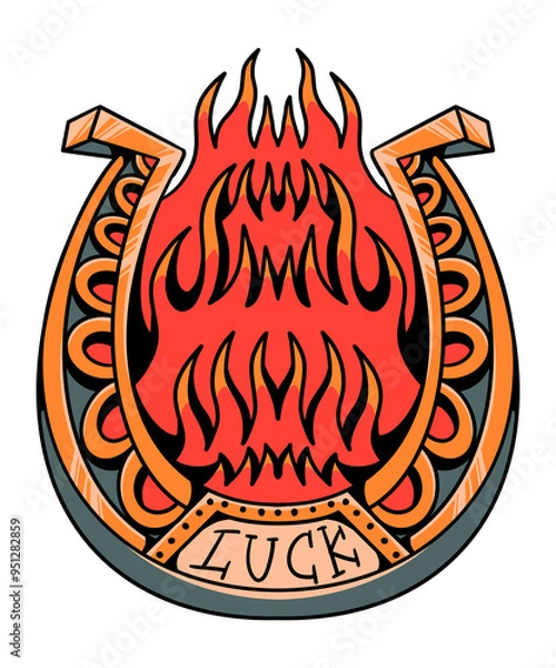 Obraz flaming luck tattoo design