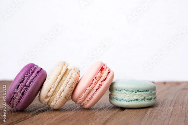 Obraz mix macaron on the wooden table white background
