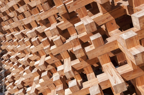 Fototapeta Wooden wall decoration