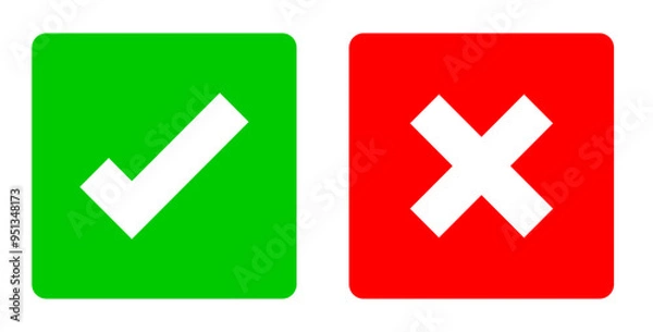 Fototapeta Check mark and cross mark icons. SVG file. Can change colors.