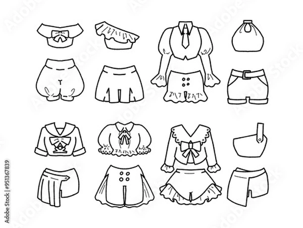 Fototapeta 白のアイドル衣装のイラストセット