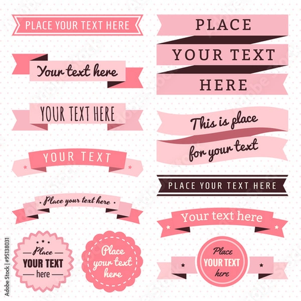 Obraz Ribbons vintage vector set in light and dark pink and brown colors