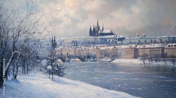 Obraz Gothic castle above Vltava in March