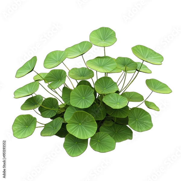 Obraz 3d Frogbit Plant , With Detailed Green Leaves and Floating Characteristics. Environmental Art. Isolated on a Transparent Background. Cutout PNG.